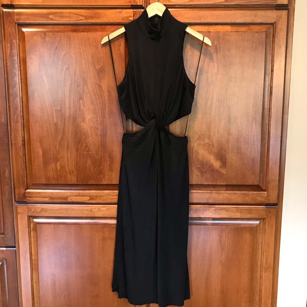 KENDALL + KYLIE Black Midi Cut-out Dress